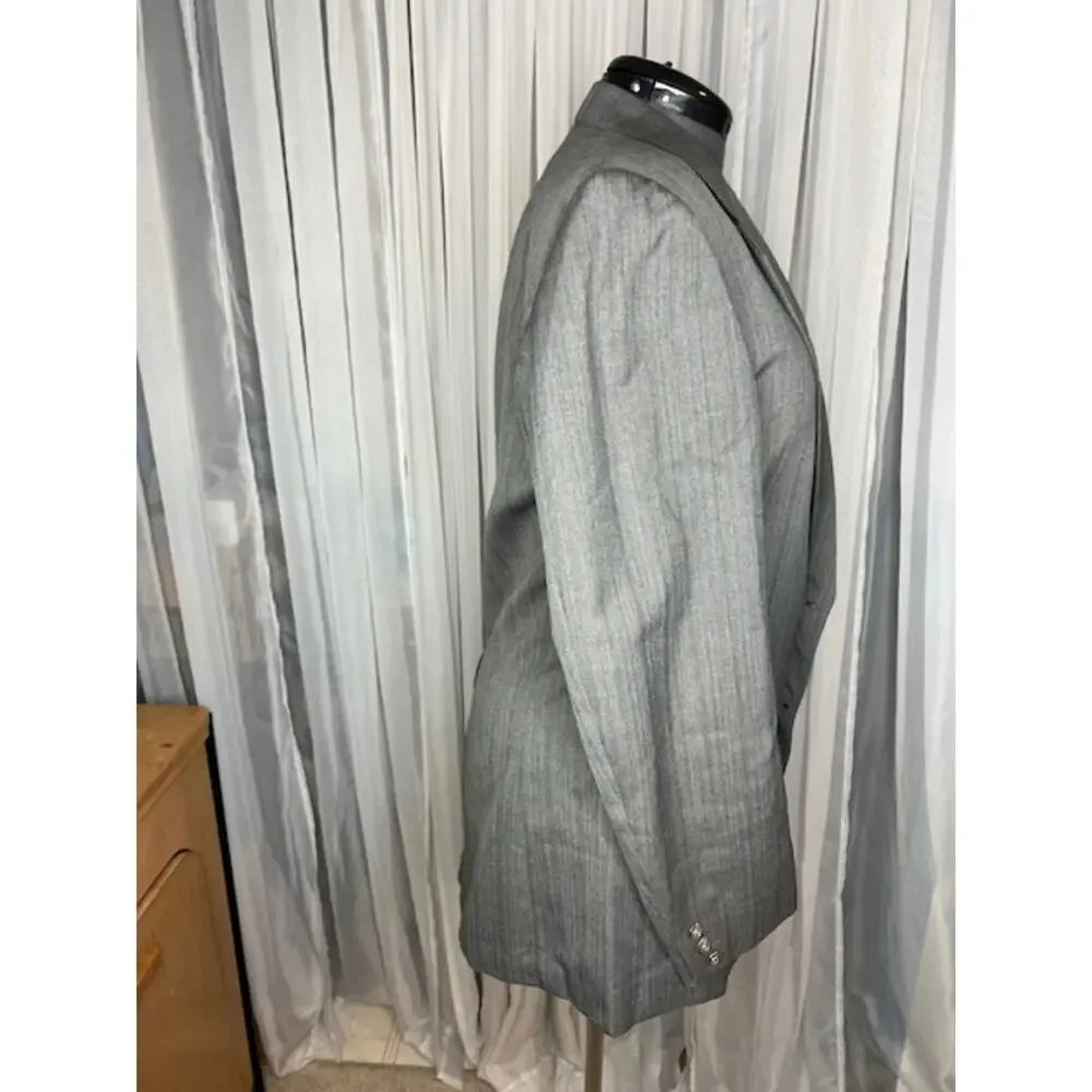 blazer herringbone striped  Vintage 1980s gray blue brown